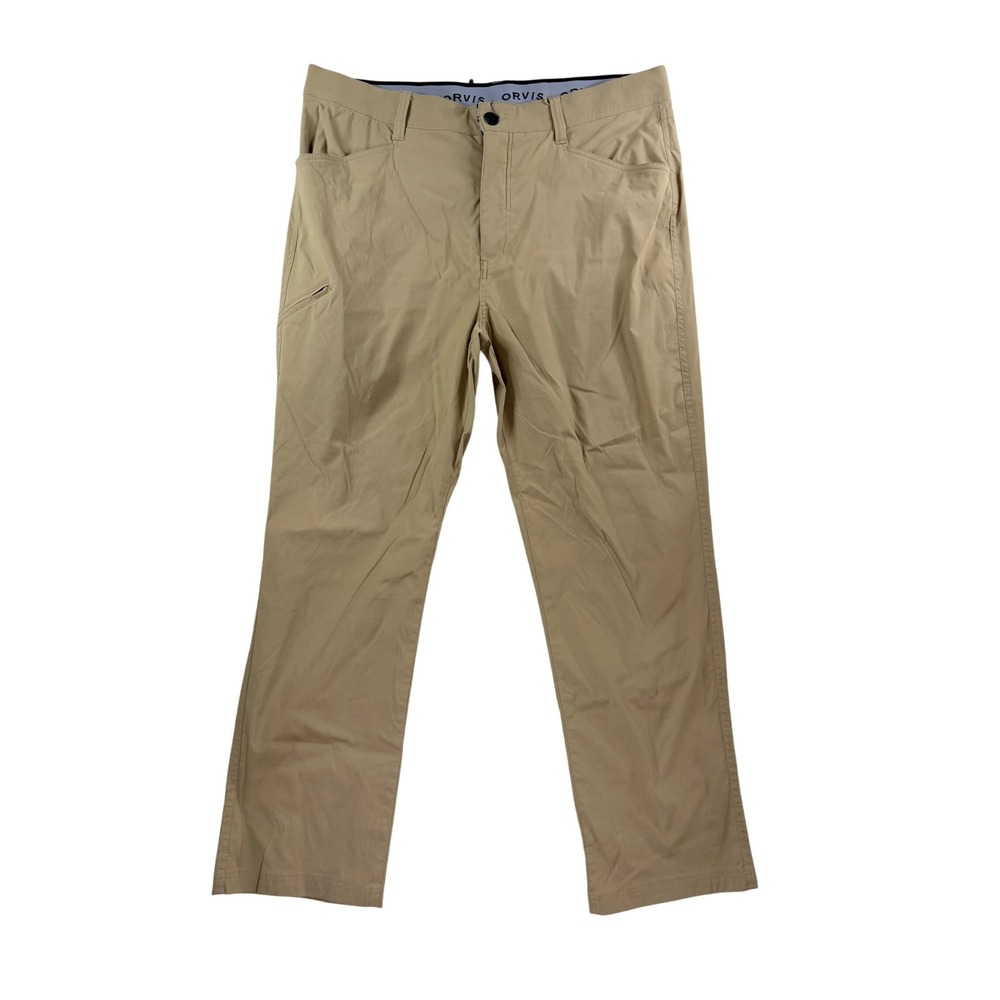 Orvis Performance Pants Mens 40x32 Khaki Tan Stretch Hiking Outdoor Utility